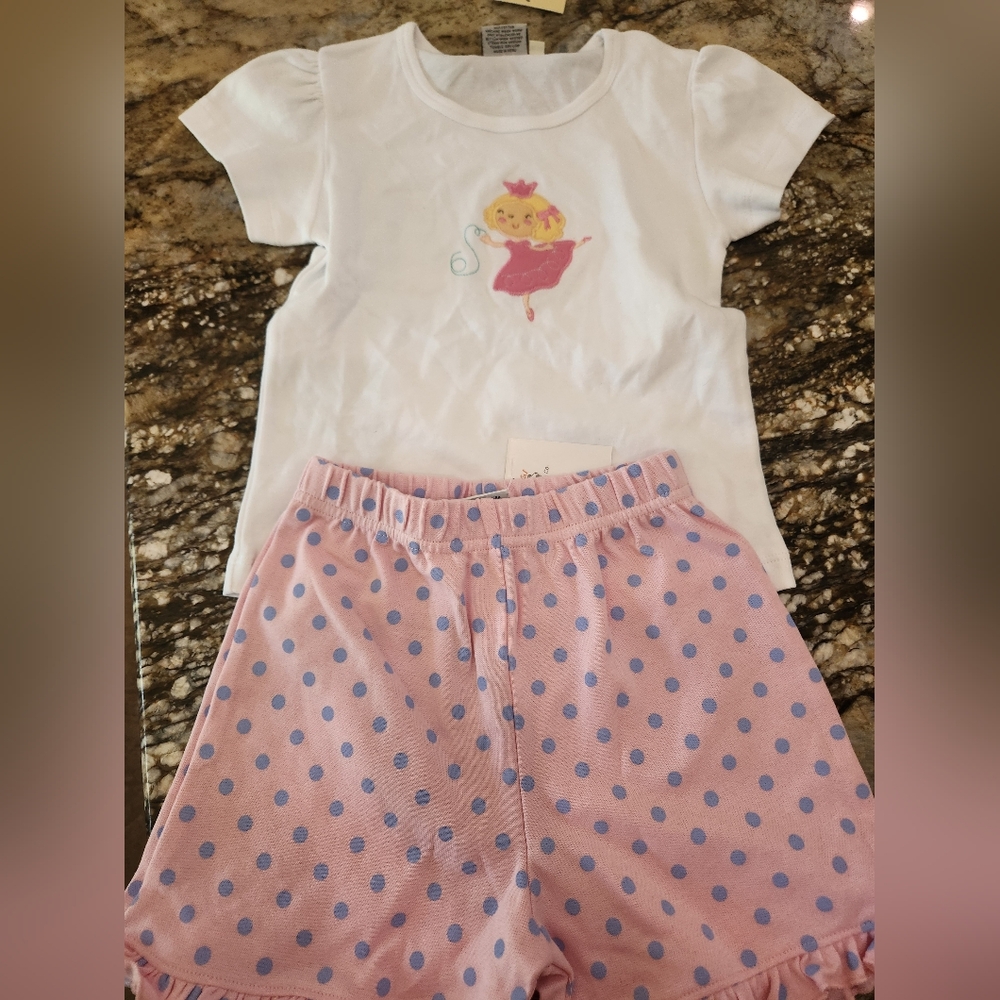 White and Pink Shorts Set with Fairy Design